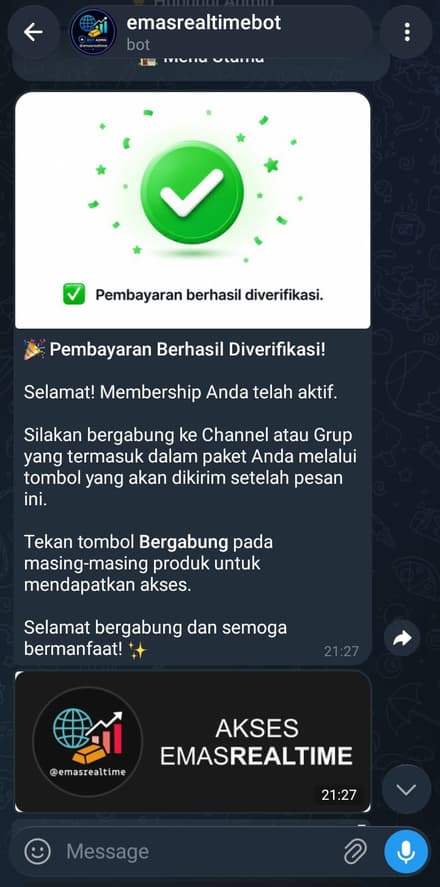 Pembayaran berhasil diverifikasi